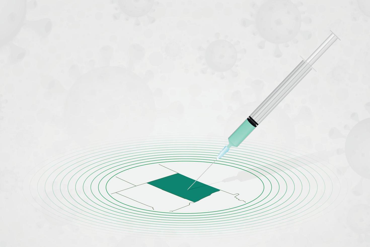 concept de vaccination du dakota du nord, injection de vaccin sur la carte du dakota du nord. vaccin et vaccination contre le coronavirus, covid-19. vecteur