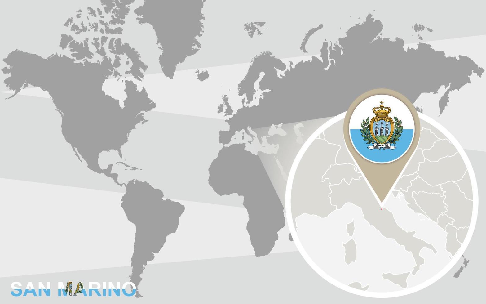 carte du monde avec Saint-Marin agrandie vecteur