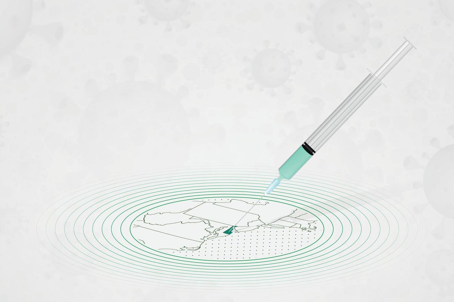 concept de vaccination du delaware, injection de vaccin sur la carte du delaware. vaccin et vaccination contre le coronavirus, covid-19. vecteur