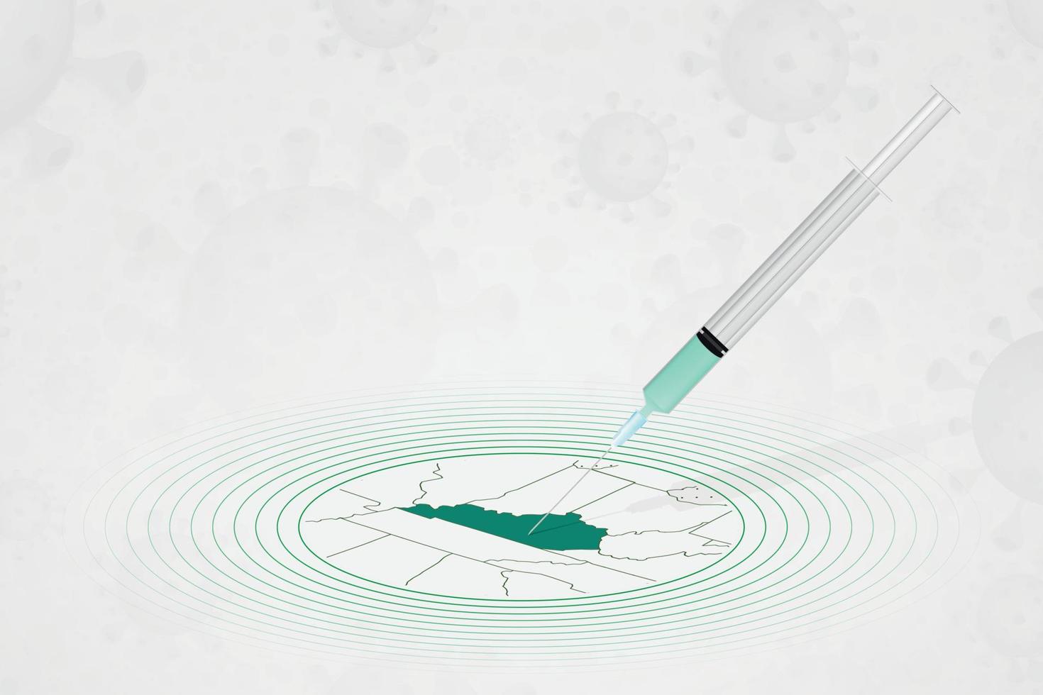 concept de vaccination du kentucky, injection de vaccin sur la carte du kentucky. vaccin et vaccination contre le coronavirus, covid-19. vecteur