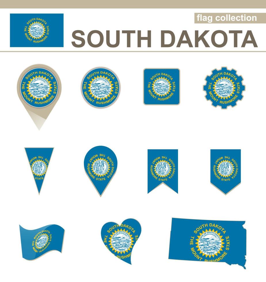 collection de drapeaux du dakota du sud vecteur