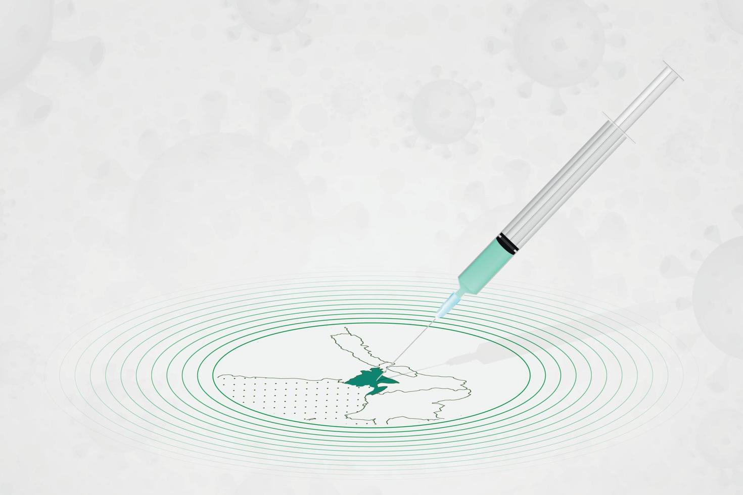 concept de vaccination au bangladesh, injection de vaccin sur la carte du bangladesh. vaccin et vaccination contre le coronavirus, covid-19. vecteur