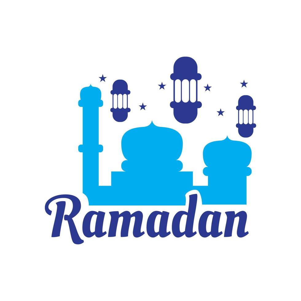 conception d'illustration de mosquée bleue pour le modèle de ramadan. vecteur