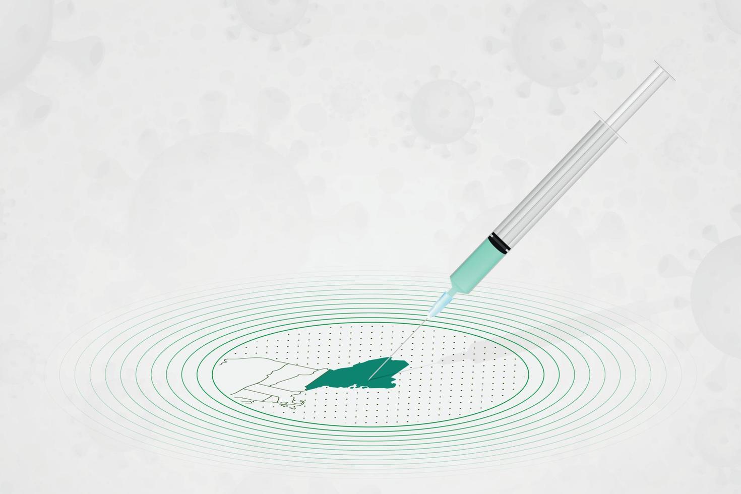 concept de vaccination du maine, injection de vaccin sur la carte du maine. vaccin et vaccination contre le coronavirus, covid-19. vecteur