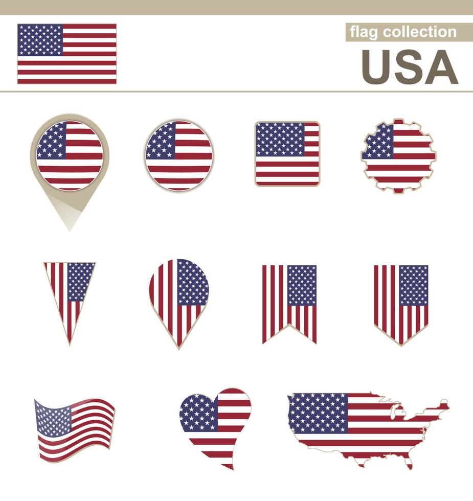 collection de drapeaux américains vecteur