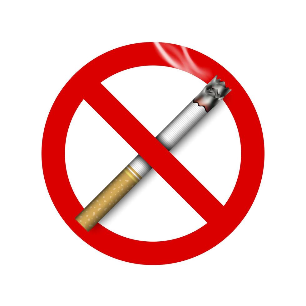 aucun signe de fumer avec cigarette, illustration vectorielle vecteur
