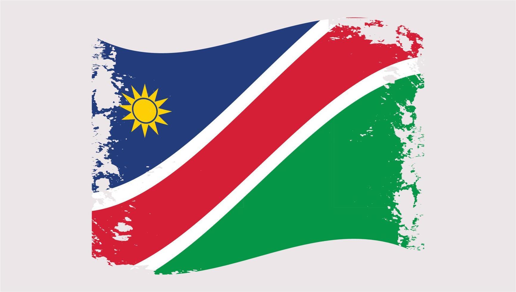 conception de drapeau de brosse ondulée pays namibie vecteur