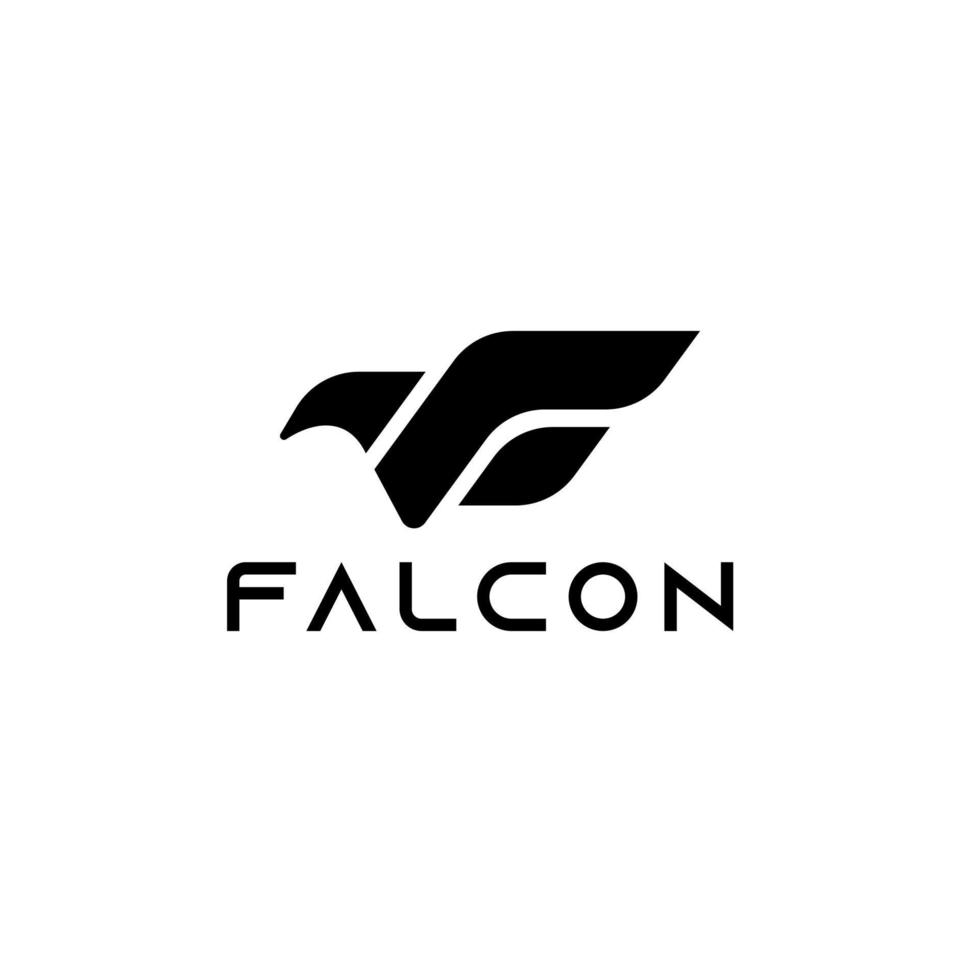 lettre abstraite f logo de faucon. silhouette de faucon ou d'aigle vecteur