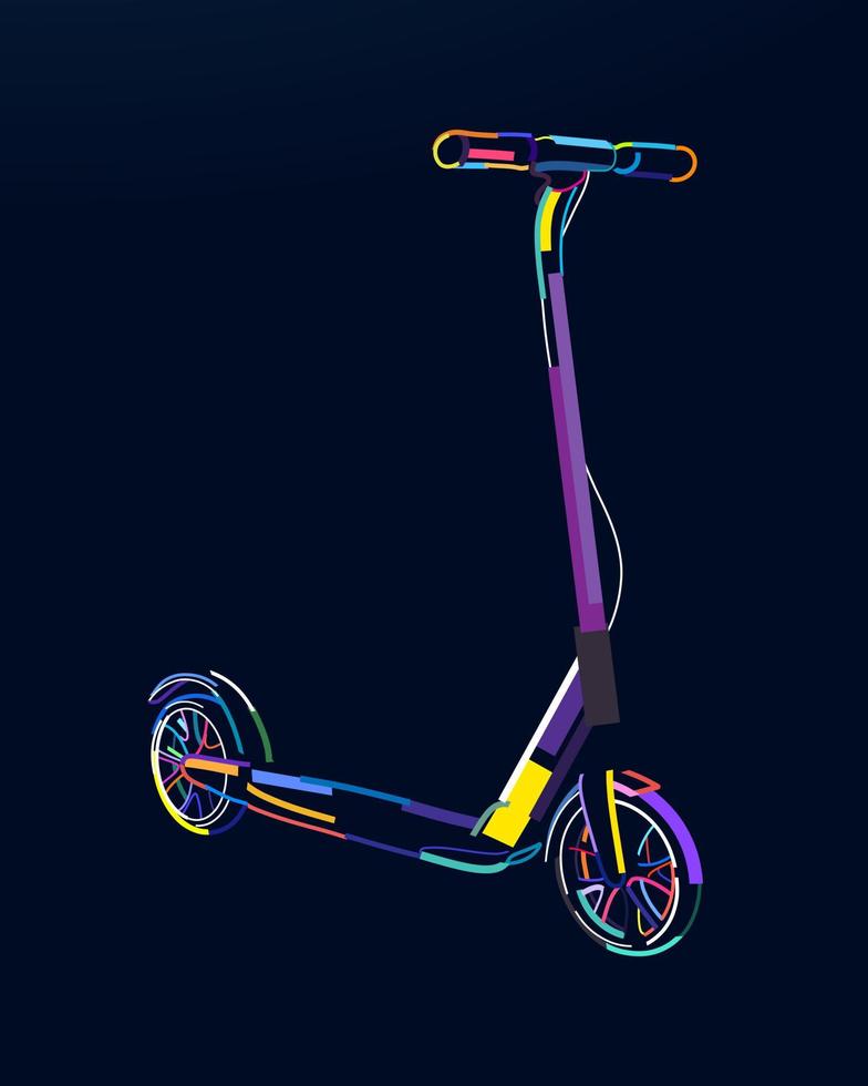 scooter électrique abstrait de peintures multicolores. dessin coloré. illustration vectorielle de peintures vecteur