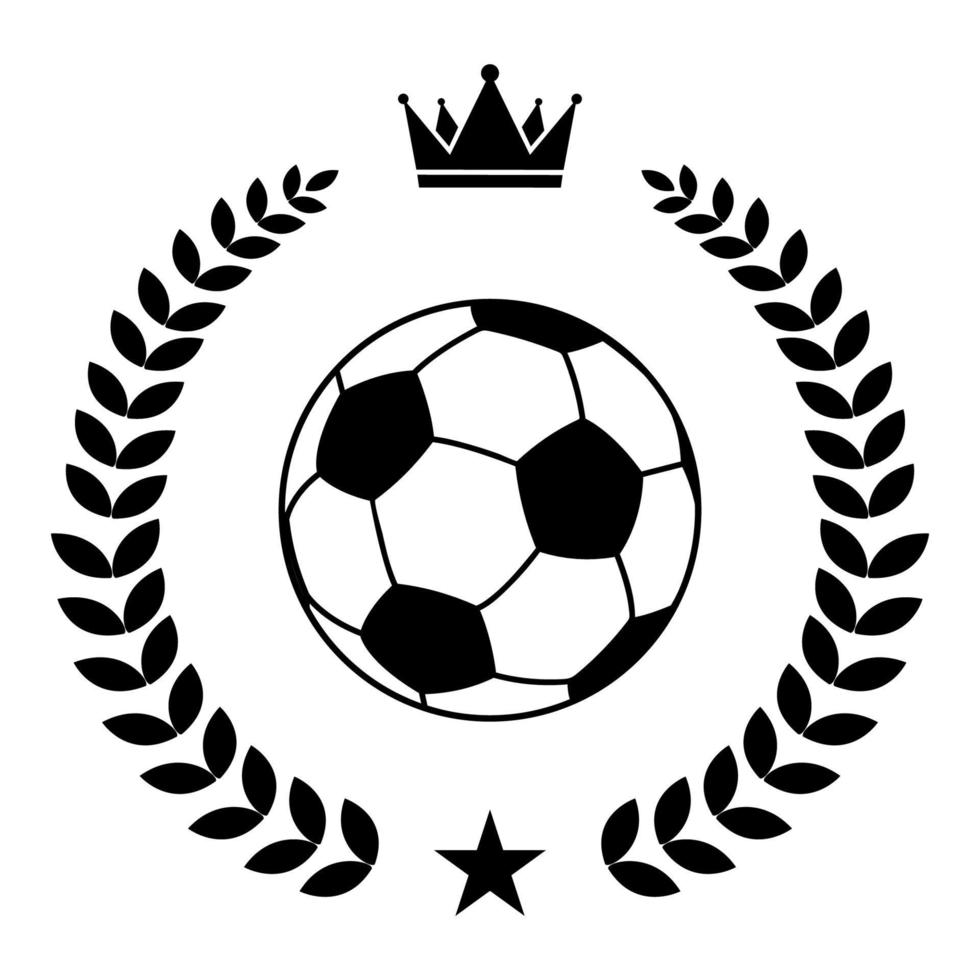 ballon de football avec couronne de laurier et étoile vecteur