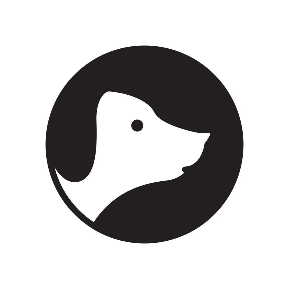 création de logo de chien vue latérale face blanche, illustration d'icône de symbole graphique vectoriel idée créative