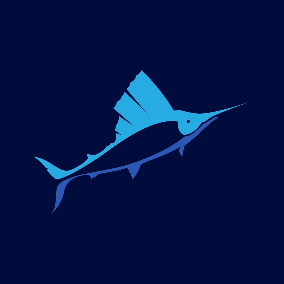 poisson coloré mer marlin bleu logo design vecteur icône symbole illustration