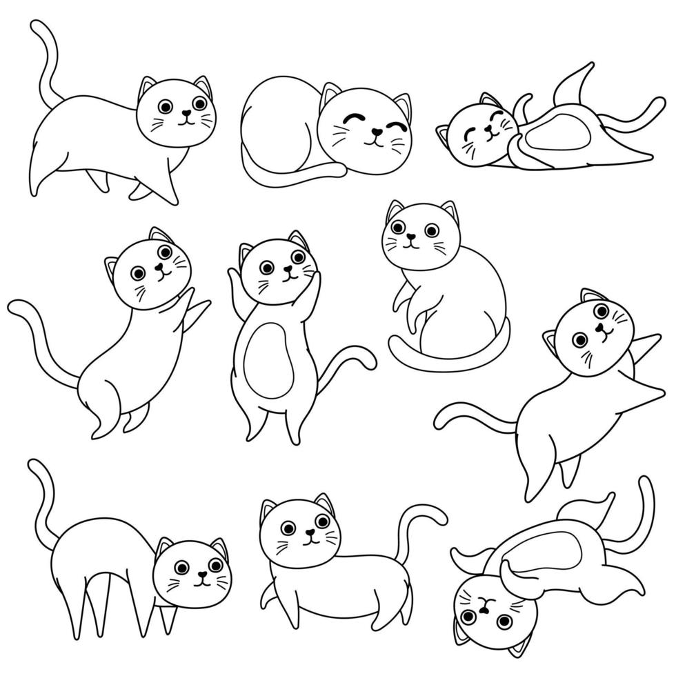 contour de chats dessinés à la main vecteur