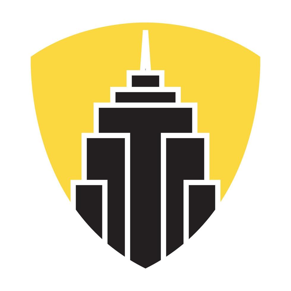 bouclier gratte-ciel résumé logo symbole vecteur icône illustration graphisme