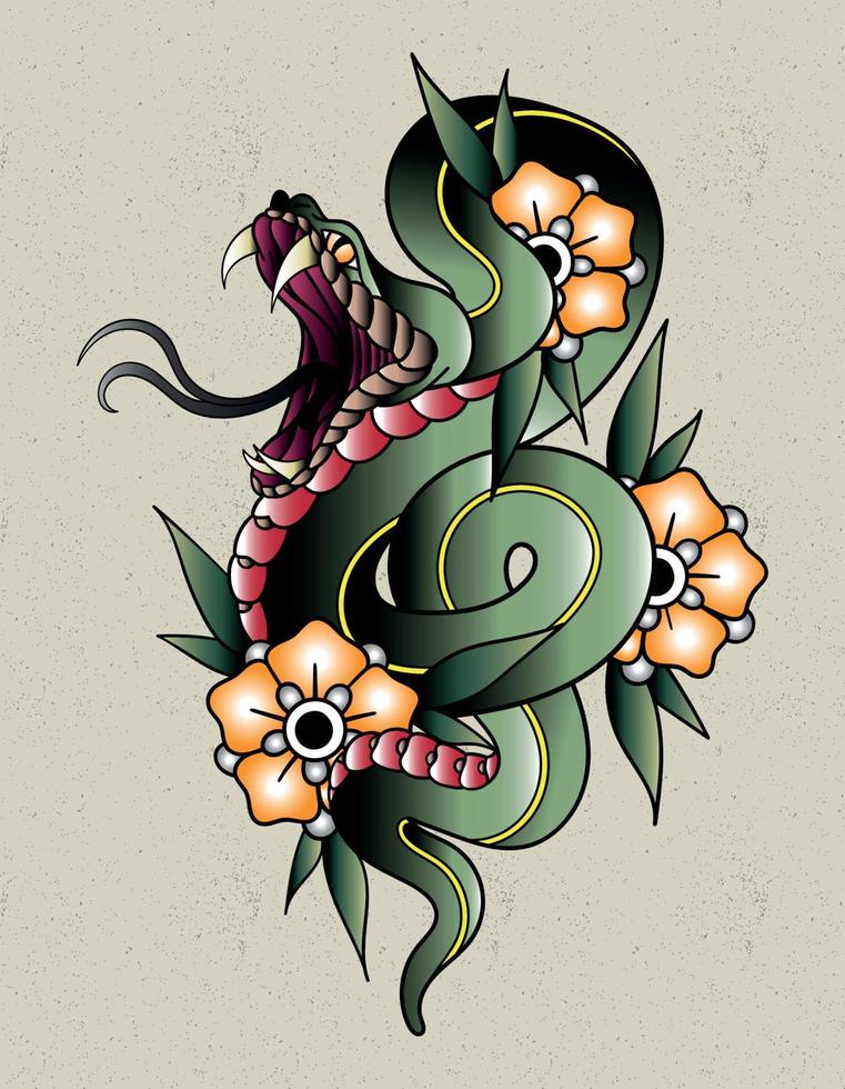 tatouage traditionnel japonais serpent vecteur
