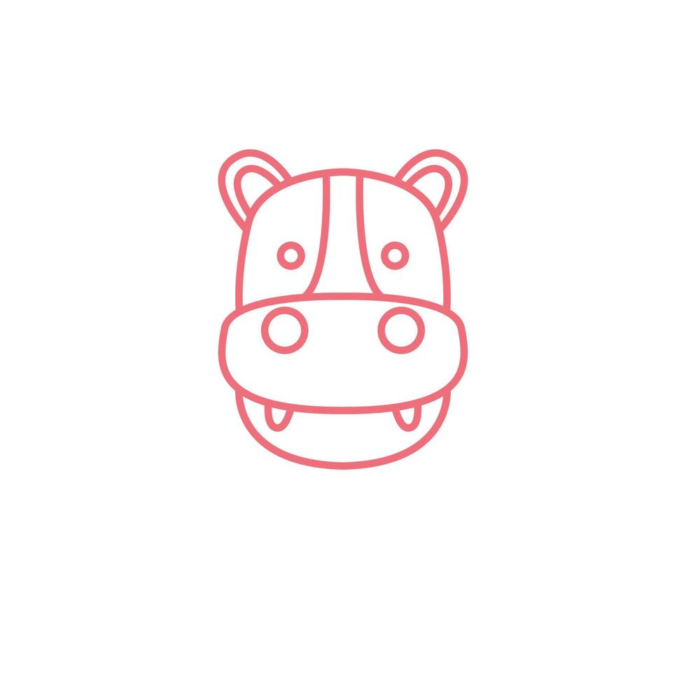 visage dessin animé mignon ligne hippopotame logo design vecteur graphique symbole icône illustration idée créative