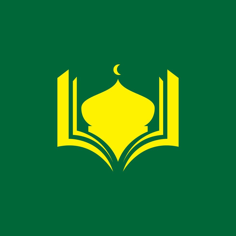 mosquée à dôme plat avec création de logo à livre ouvert, illustration d'icône de symbole graphique vectoriel idée créative