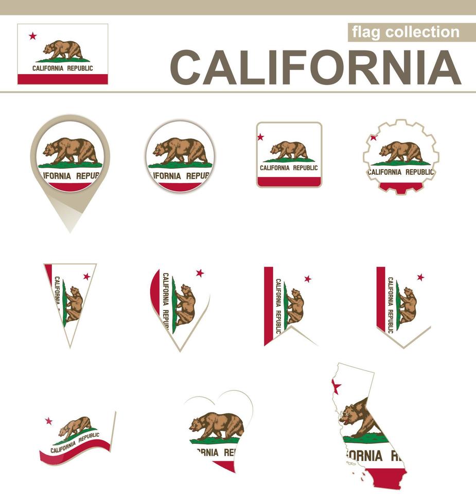 collection de drapeaux de californie vecteur