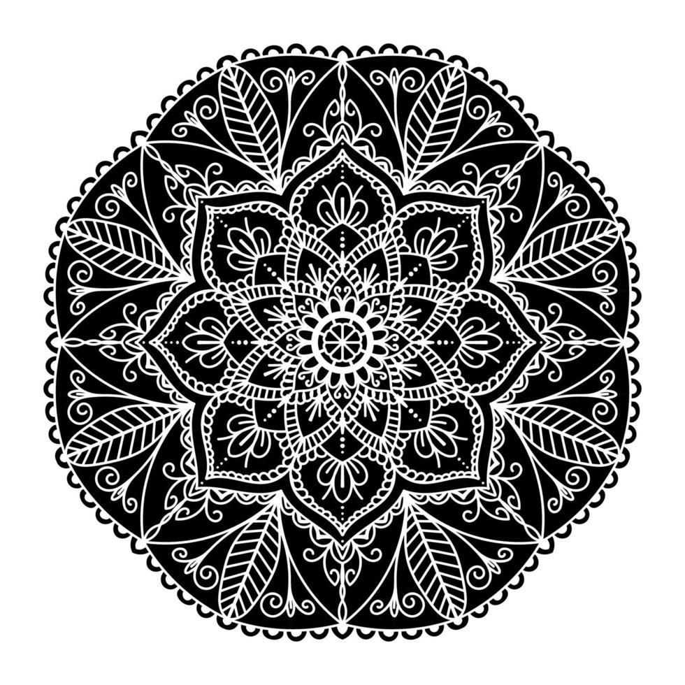 mandala ethnique en ornement tribal noir et blanc. illustration vectorielle isolée sur fond blanc. élément de conception pour les cartes de vacances, l'arrière-plan et les sites. islam, arabe, motifs indiens. vecteur