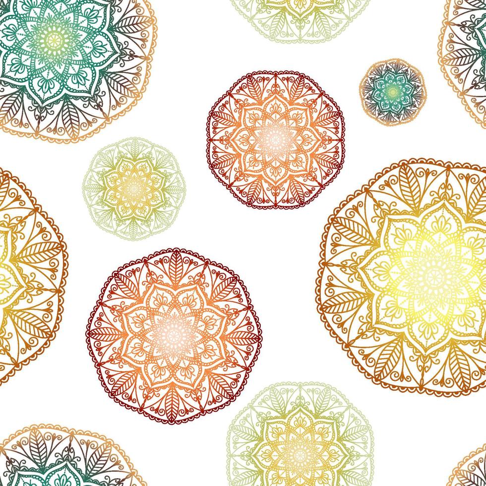 mandala ethnique en ornement tribal dégradé de couleur. illustration vectorielle. modèle sans couture pour les cartes de vacances, l'arrière-plan et les sites. islam, arabe, motifs indiens. vecteur