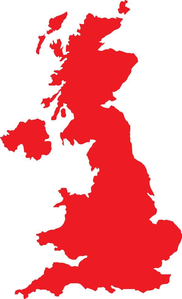 carte muette du royaume-uni de couleur rouge. carte politique du Royaume-Uni. illustration vectorielle vecteur