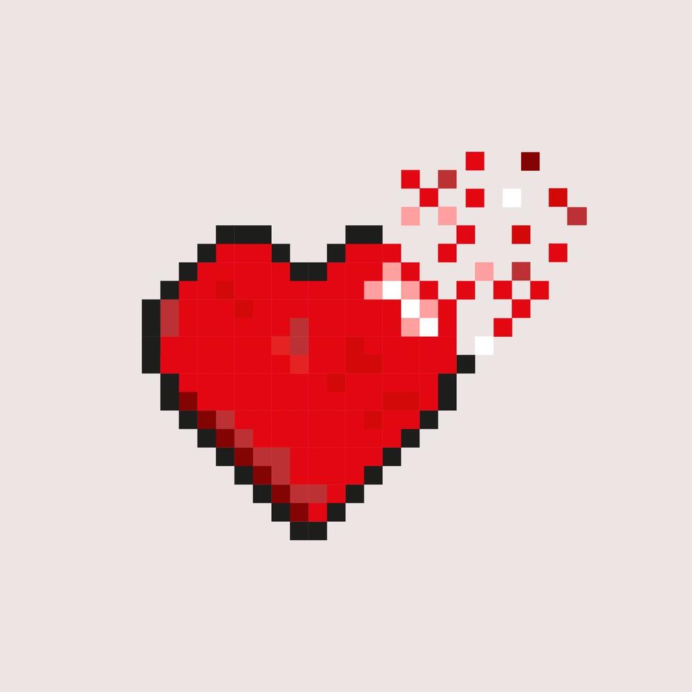 coeur pixel vecteur d'effet de dispersion coeur rouge sur fond blanc, pixel art