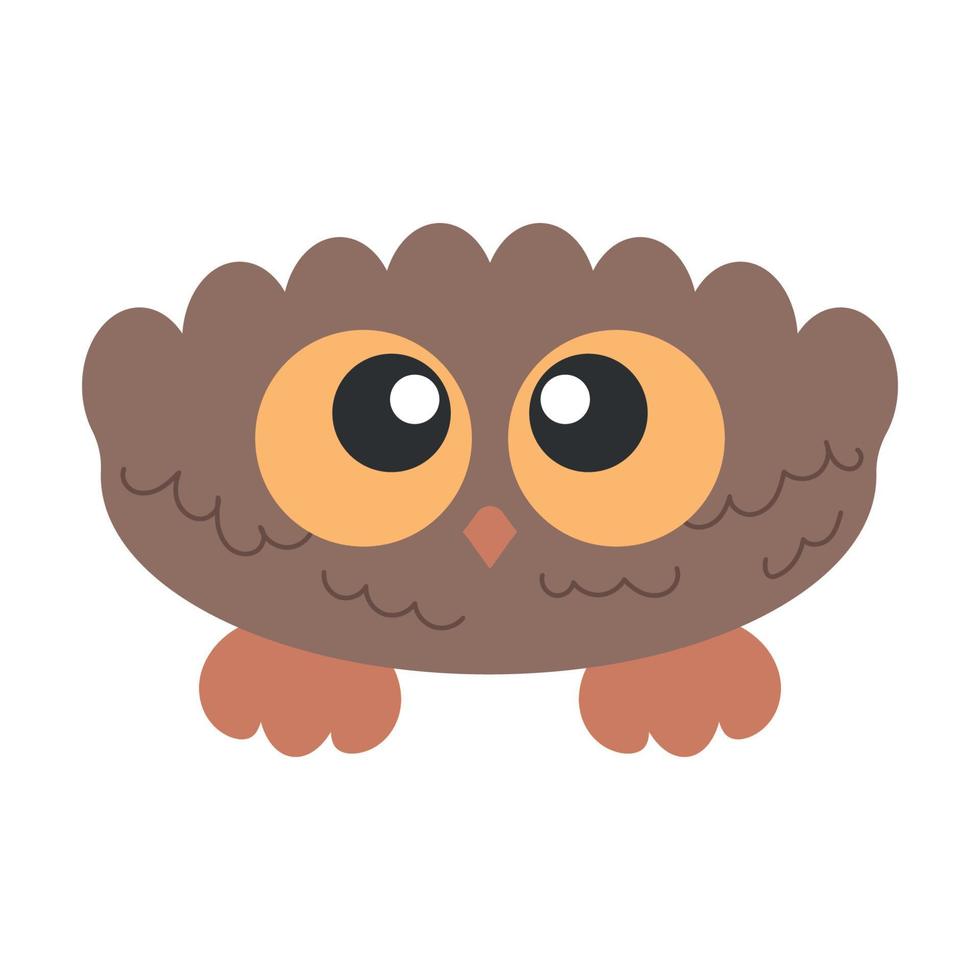 petit hibou oiseau mignon avec de grands yeux avec impatience vecteur