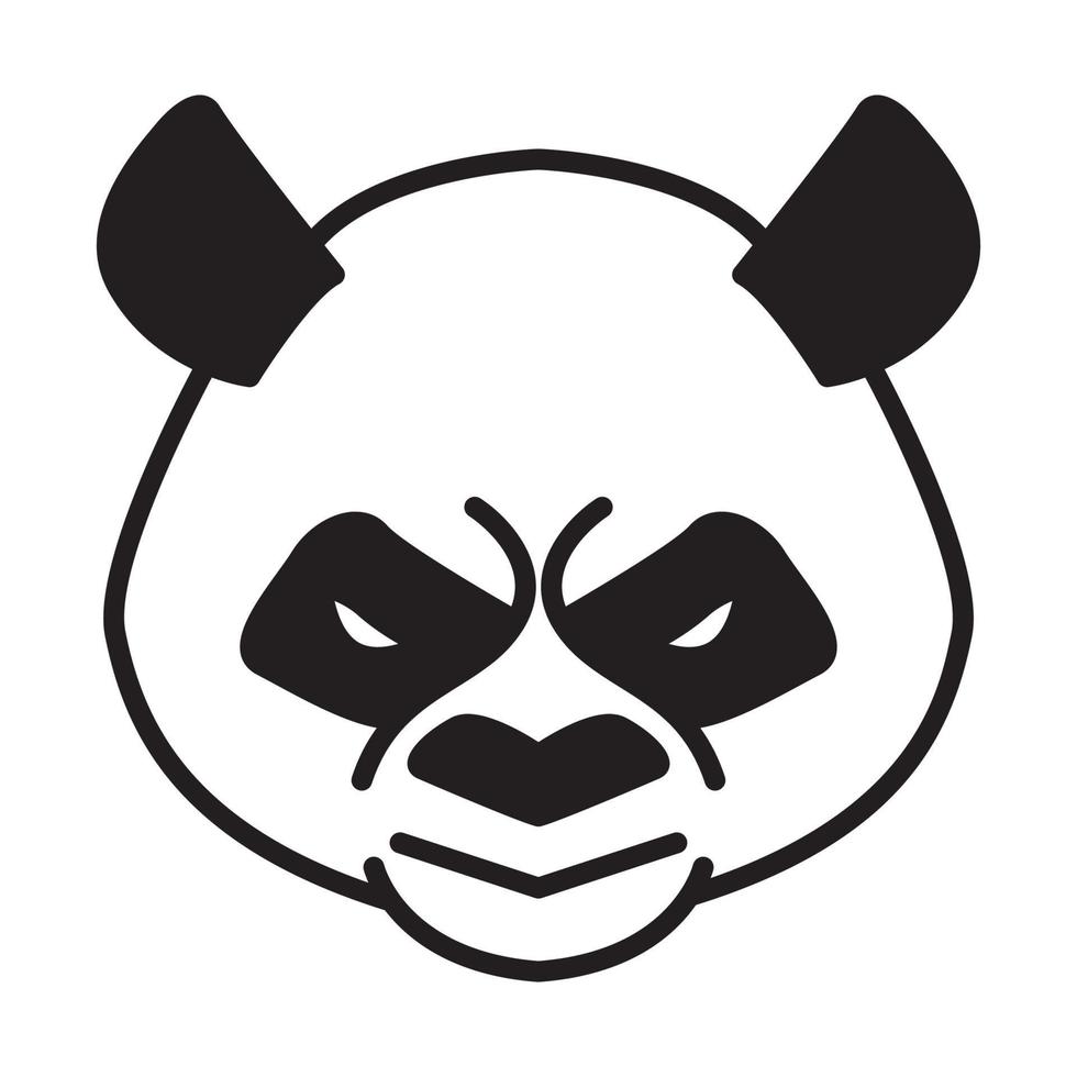 tête dessin animé panda en colère logo design vecteur icône symbole illustration