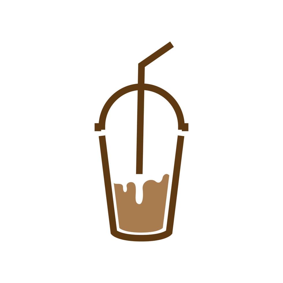 verre en plastique avec création de logo de boisson au chocolat frais, illustration d'icône de symbole graphique vectoriel idée créative