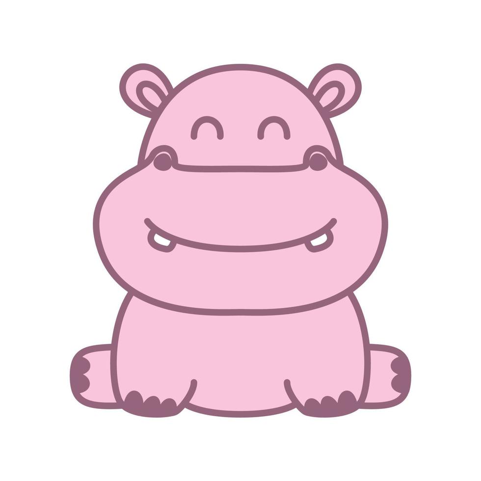 hippopotame ou bébé hippopotame sourire joli logo illustration vectorielle vecteur