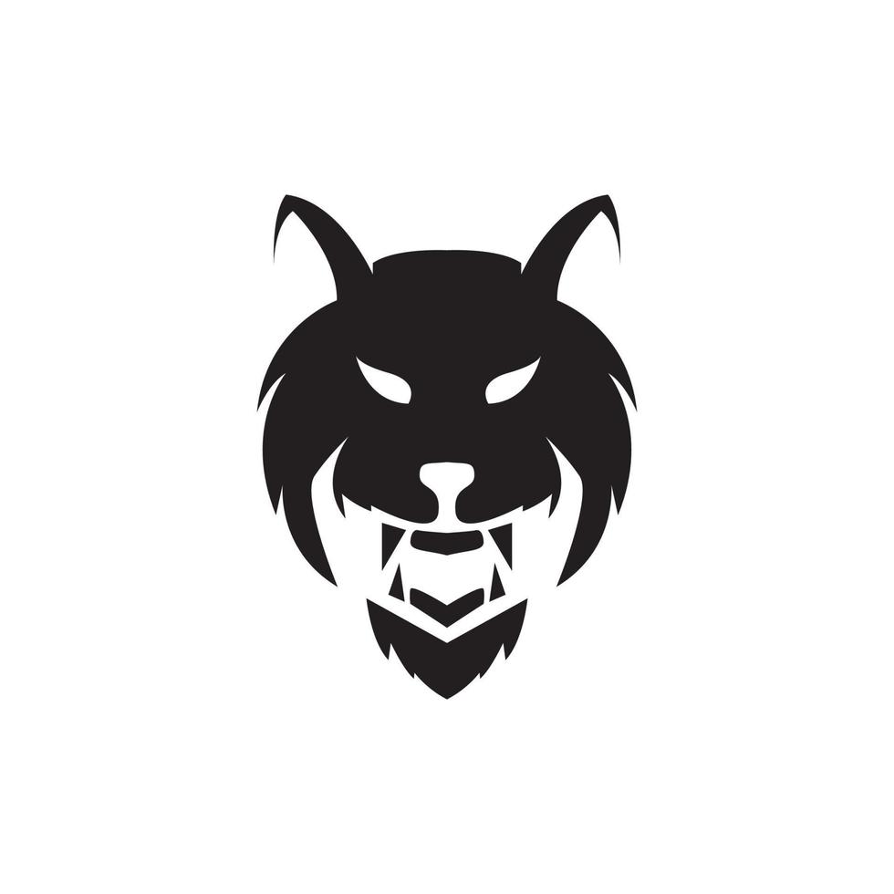 création de logo de loup de visage de peur isolé noir, illustration d'icône de symbole graphique vectoriel idée créative