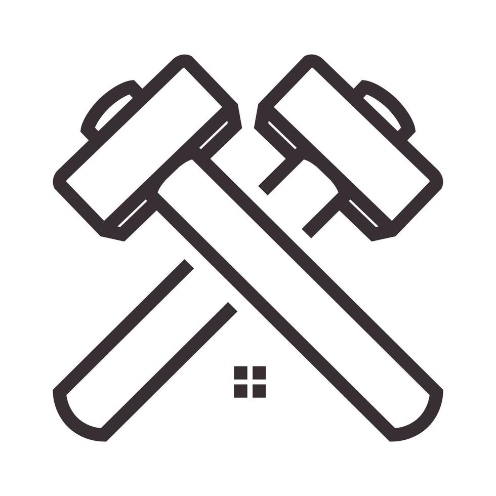 lignes marteau croix avec accueil logo symbole vecteur icône illustration graphisme