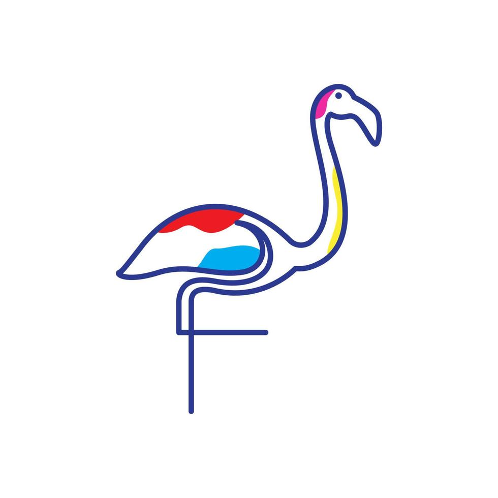 dessin au trait coloré abstrait oiseau flamingo logo design vecteur graphique symbole icône illustration idée créative