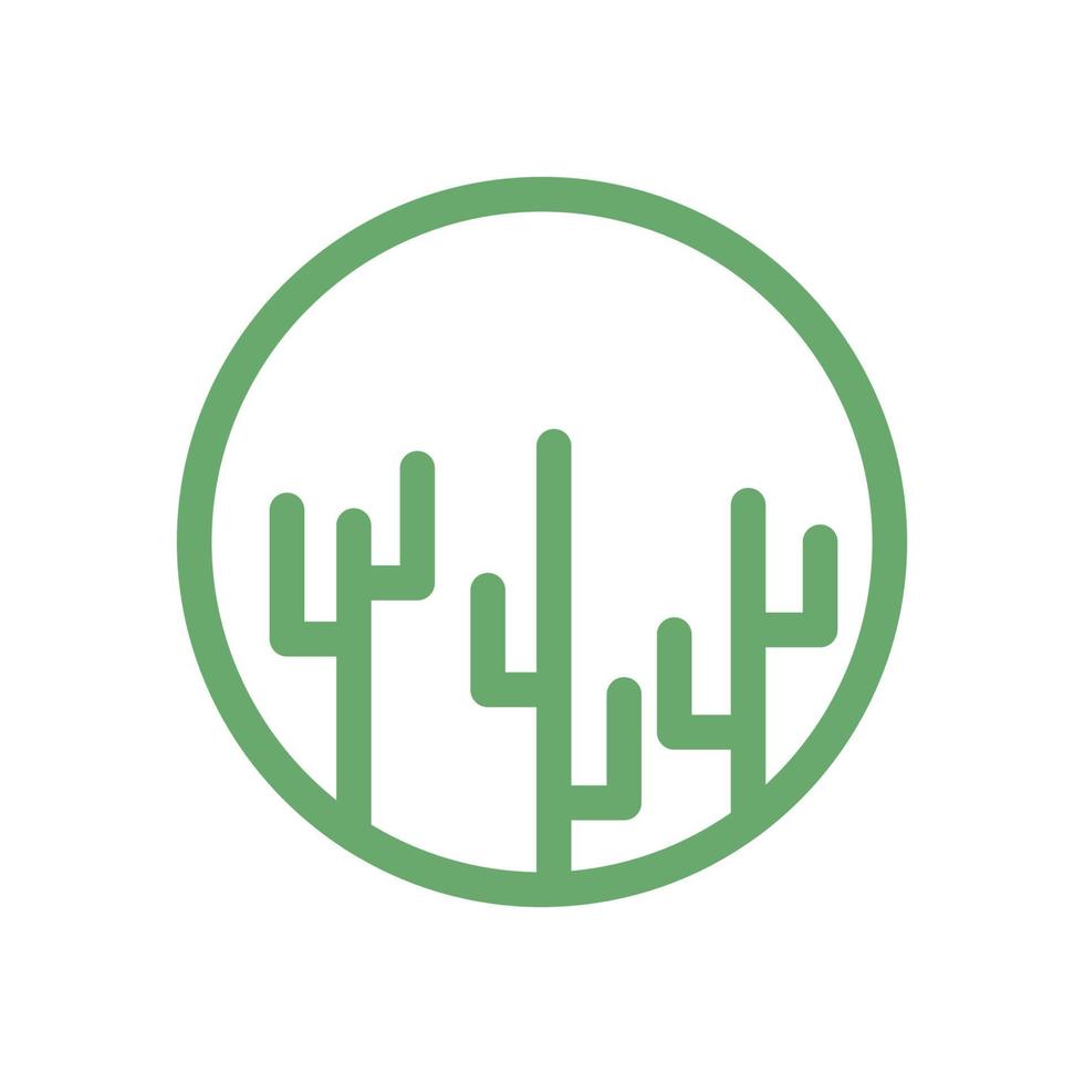 cercle avec création de logo de forme de cactus vert, illustration d'icône de symbole graphique vectoriel idée créative