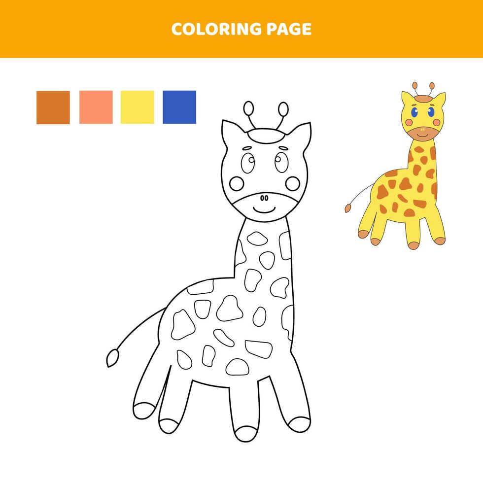 page de coloriage pour les enfants avec une girafe mignonne. vecteur