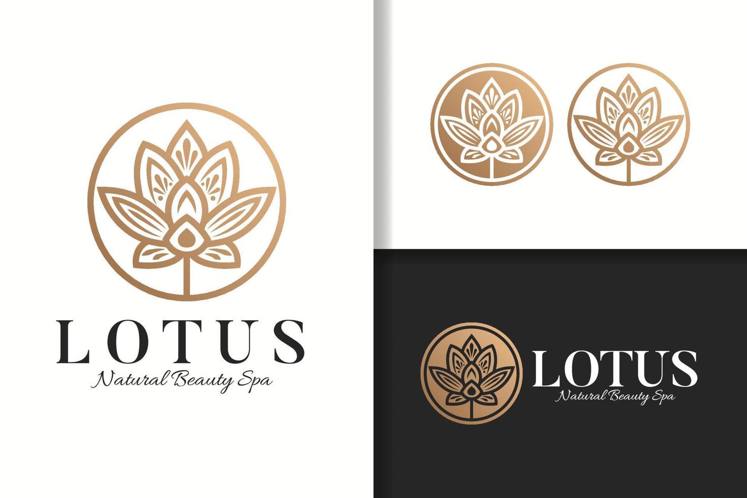 logo et modèle d'icône de fleur de lotus doré vecteur