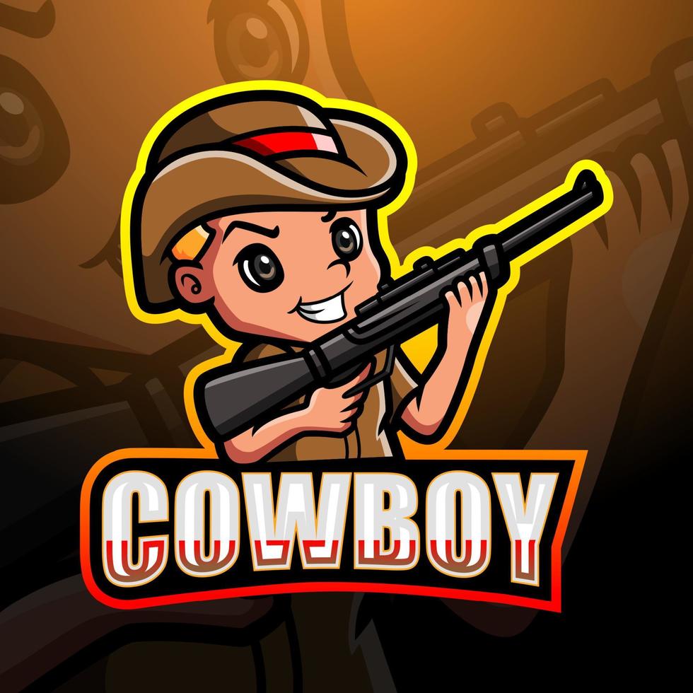 création de logo esport mascotte cowboy vecteur