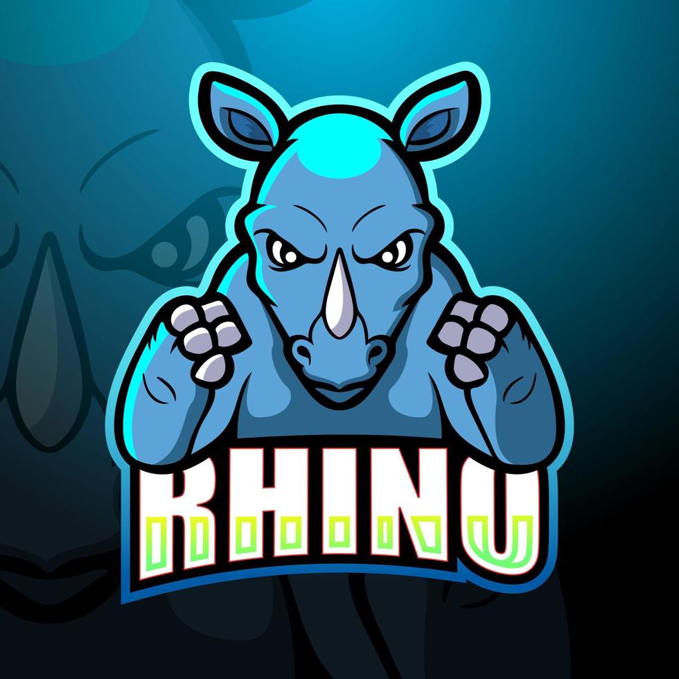 création de logo esport mascotte rhinocéros vecteur