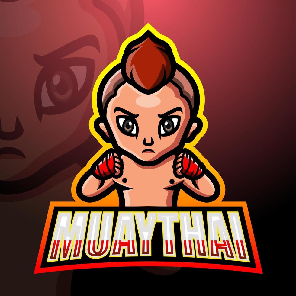 création de logo esport mascotte muaythai vecteur