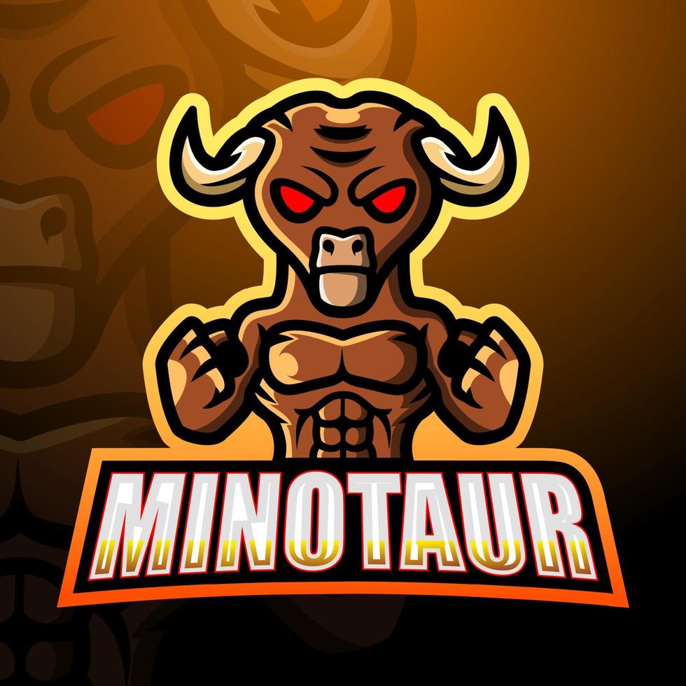 création de logo esport mascotte minotaure vecteur