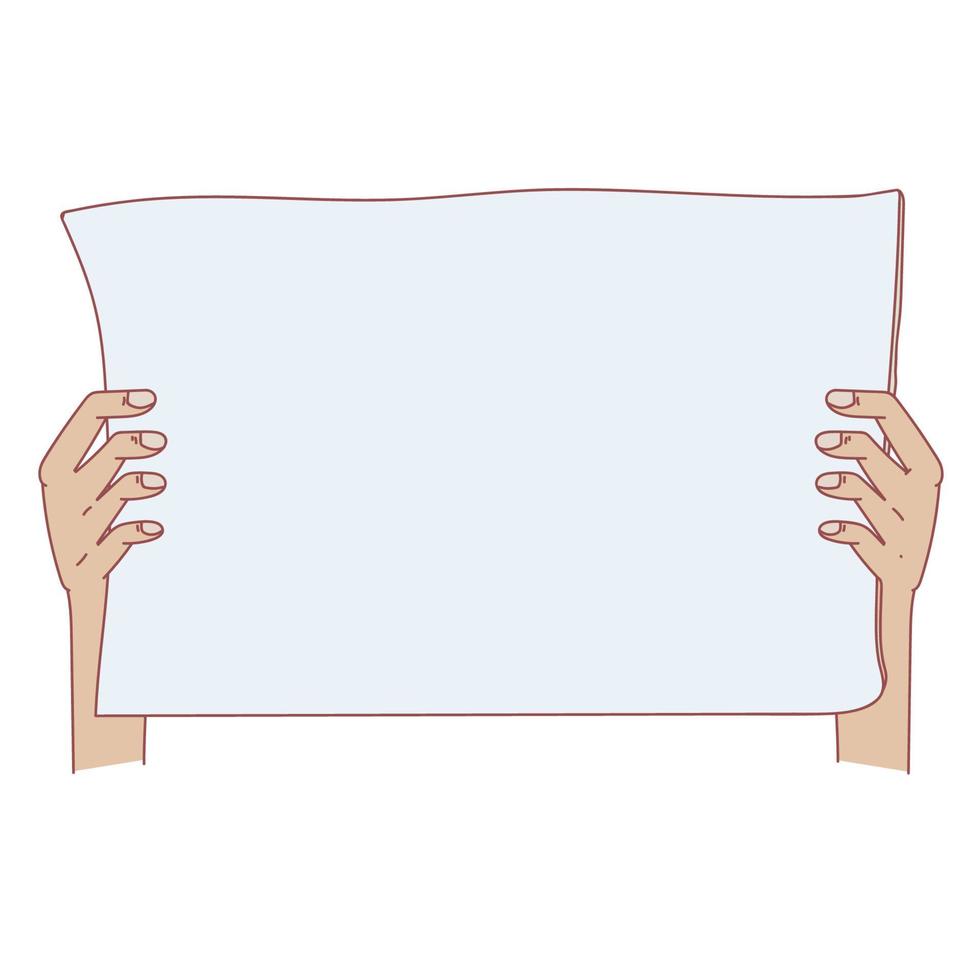 main tenant une pancarte avec un espace vide pour le texte, planche oscillante à la main de l'homme avec conception d'illustration vectorielle de poignée vecteur