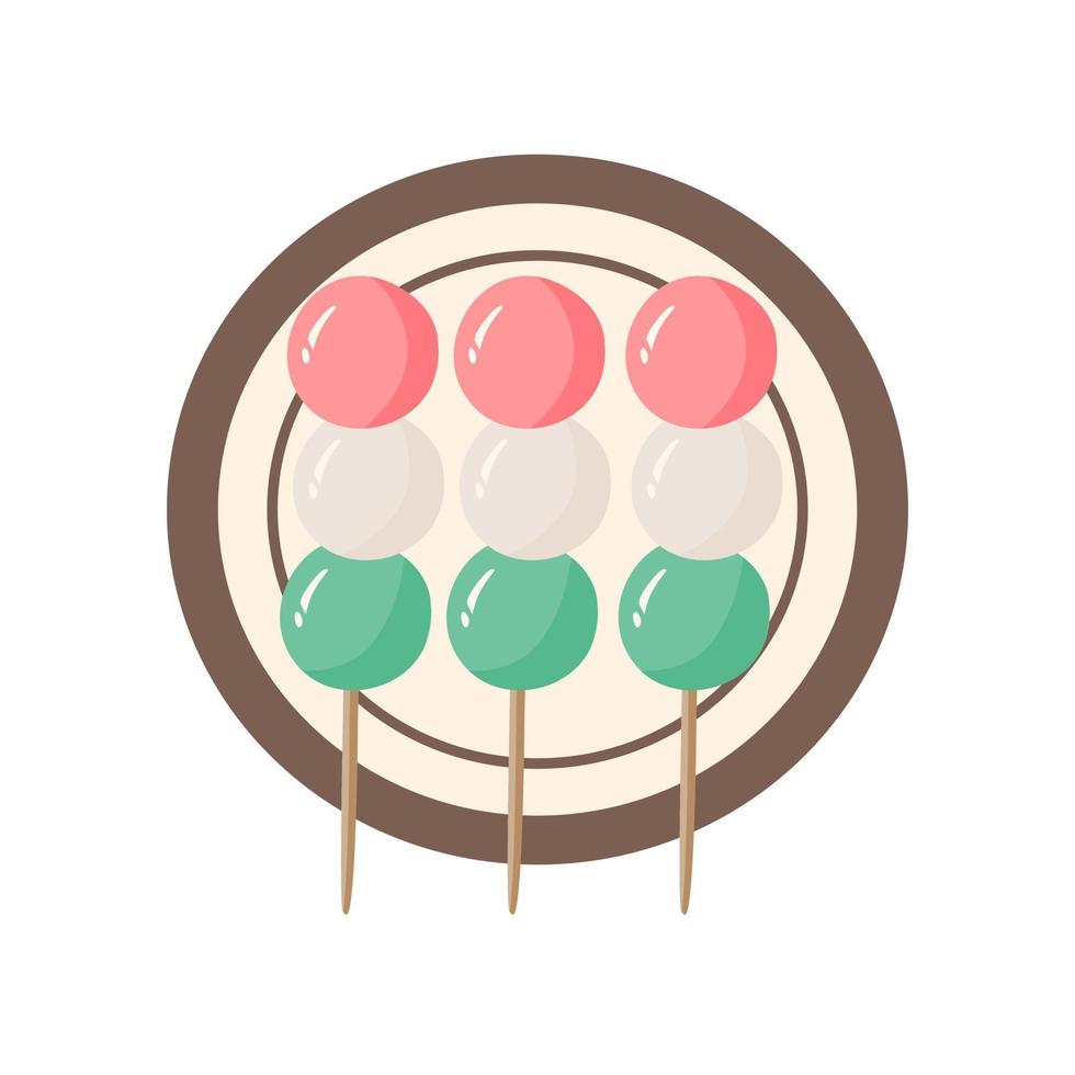 base rgbsanshoku dango mochi japonais trois boulettes colorées vecteur