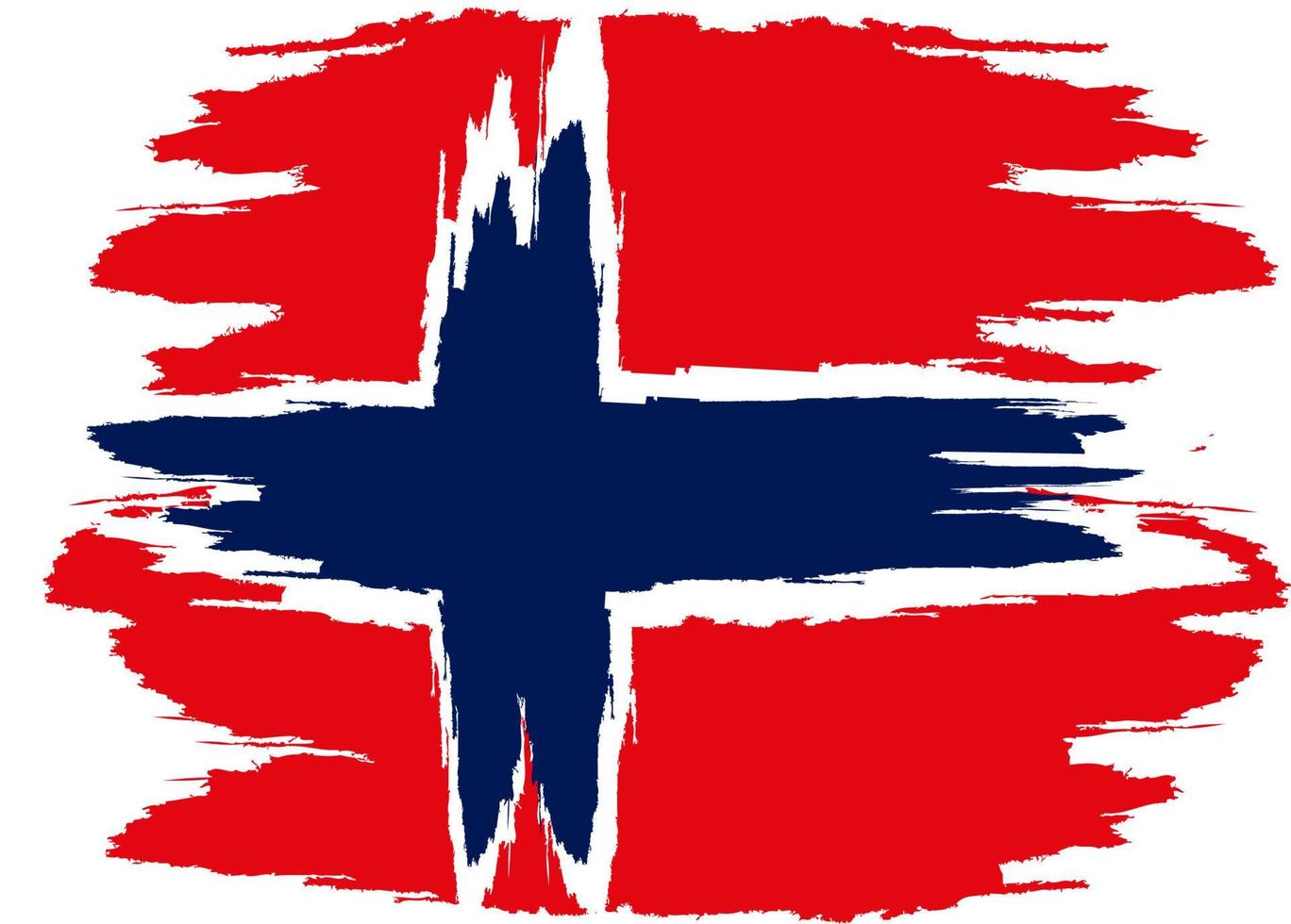 drapeau de la norvège. drapeau peint à la brosse de norvège. drapeau de la norvège avec texture grunge. illustration vectorielle vecteur