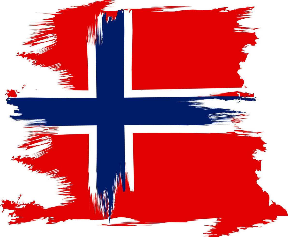 drapeau de la norvège. drapeau peint à la brosse de norvège. drapeau de la norvège avec texture grunge. illustration vectorielle vecteur