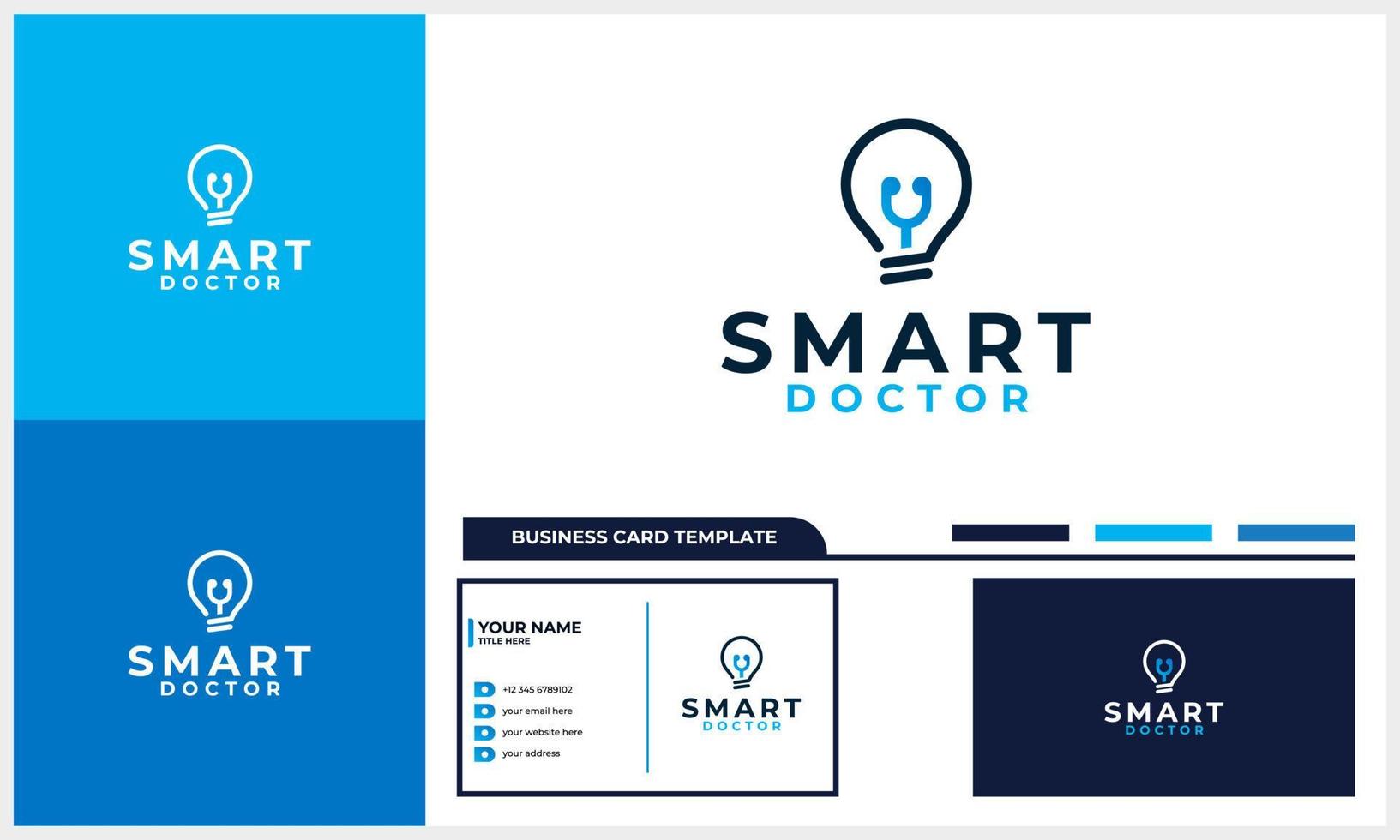 ampoule avec concept de logo de stéthoscope médical avec modèle de carte de visite vecteur