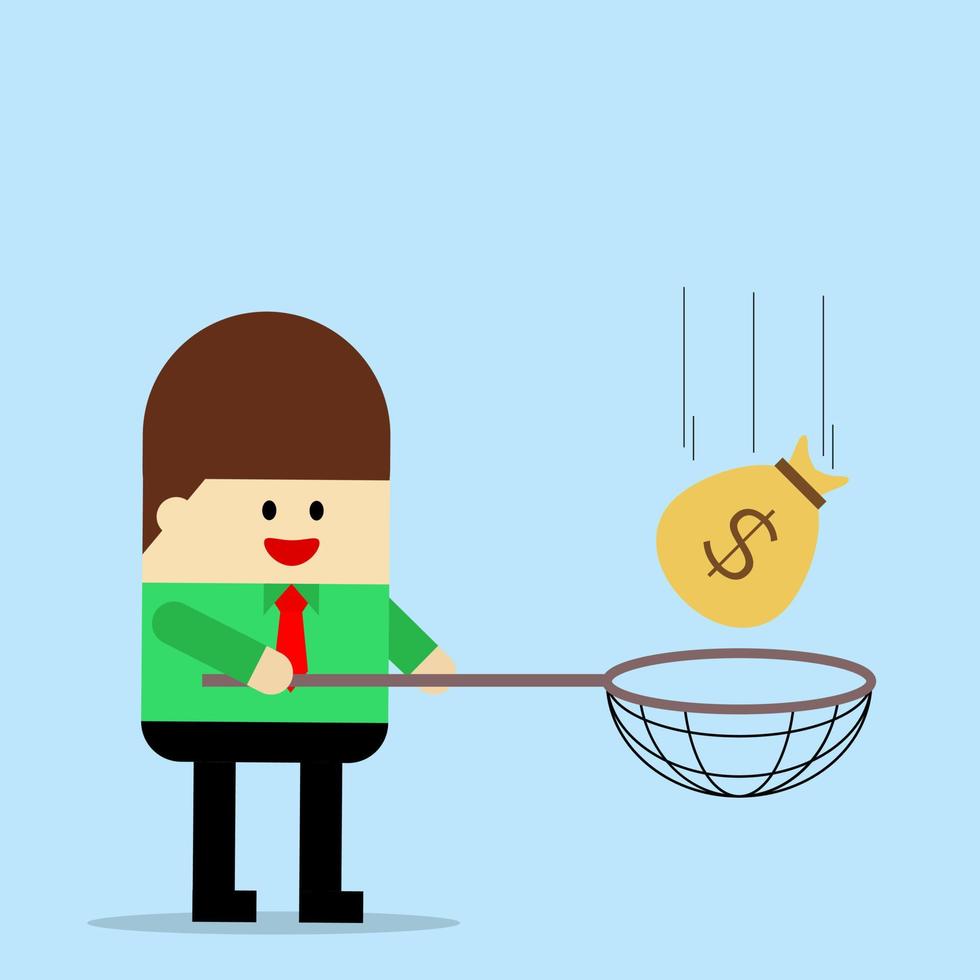 illustration vectorielle conception d'homme d'affaires attrapant l'argent vecteur
