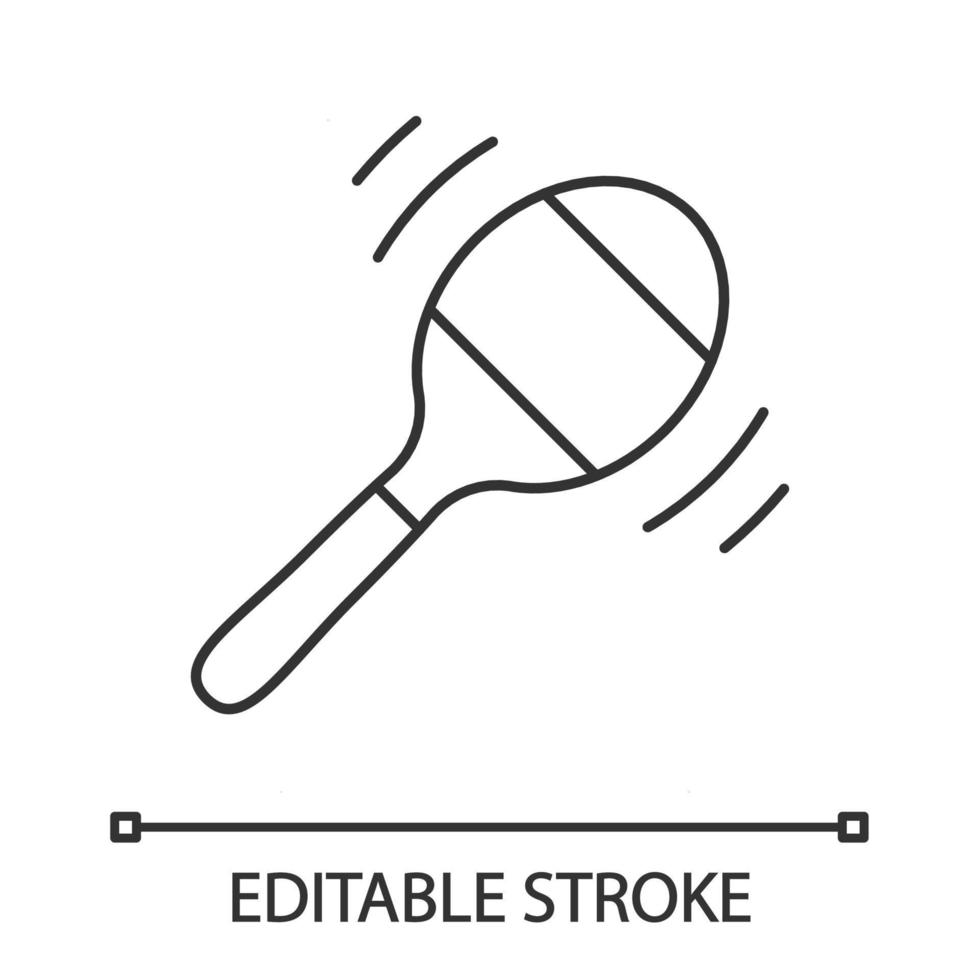 icône linéaire maraca. instrument de musique à percussion. agitateur de rumba. Hochet de bébé. illustration de la ligne mince. symbole de contour. dessin de contour isolé de vecteur. trait modifiable vecteur