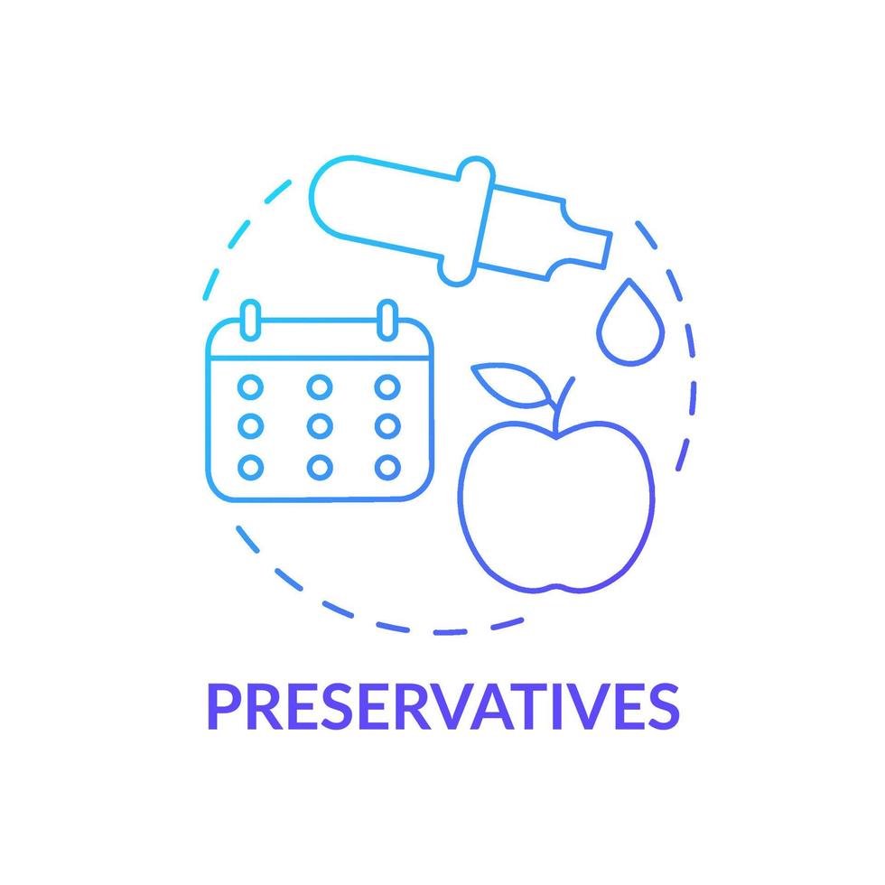 icône de concept de dégradé bleu de conservateurs. prolonger la durée de conservation et la fraîcheur du produit. illustration de ligne mince d'idée abstraite d'additifs alimentaires. dessin de contour isolé. myriade de polices pro-bold utilisées vecteur