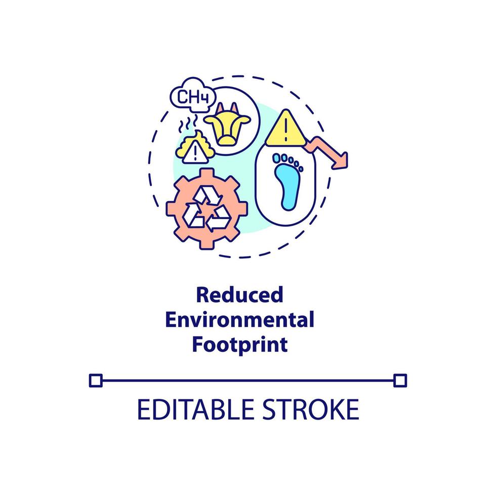 icône de concept d'empreinte environnementale réduite. illustration de la ligne mince de l'idée abstraite de l'avantage de l'agriculture intelligente. dessin de contour isolé. trait modifiable. roboto-medium, myriade de polices pro-gras utilisées vecteur