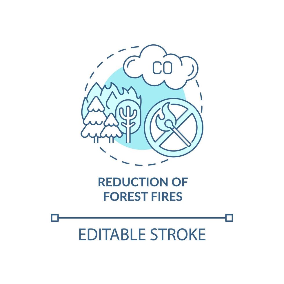 icône de concept de réduction des incendies de forêt. initiative commune idée abstraite illustration en ligne mince. la gestion des forêts. combustion de la biomasse. dessin de couleur de contour isolé de vecteur. trait modifiable vecteur